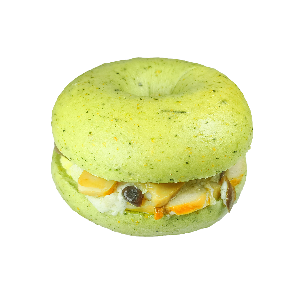Špenátový kurací hríbový bagel