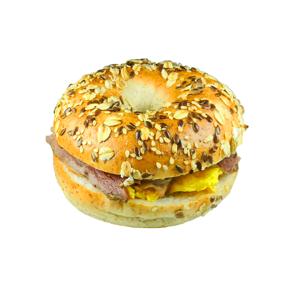 Pomaly pečený hovädzí syrový bagel z kyslej kapusty Pomaly pečený hovädzí syrový bagel z kyslej kapusty